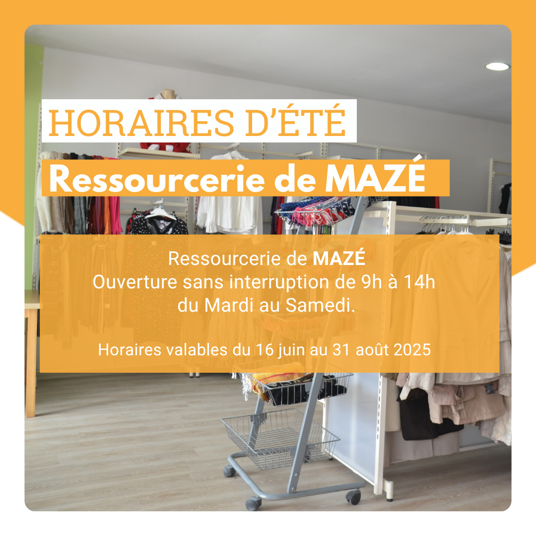 Horaires d'été pour la ressourcerie de Mazé.